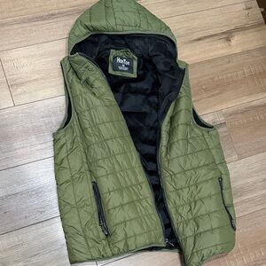 Olive Green Quilted Hooded Vest